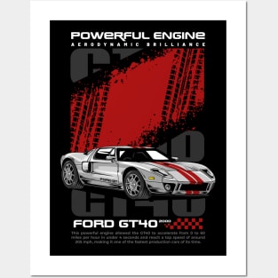 Vintage V8 GT40 Car Posters and Art